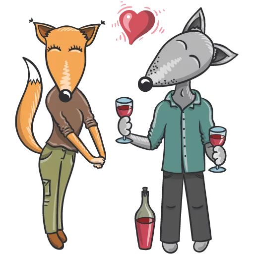 Sticker «Wolf and Fox-2»