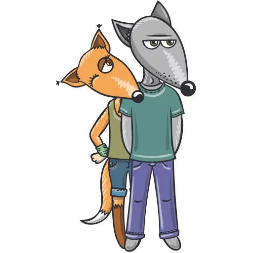 Sticker «Wolf and Fox-4»