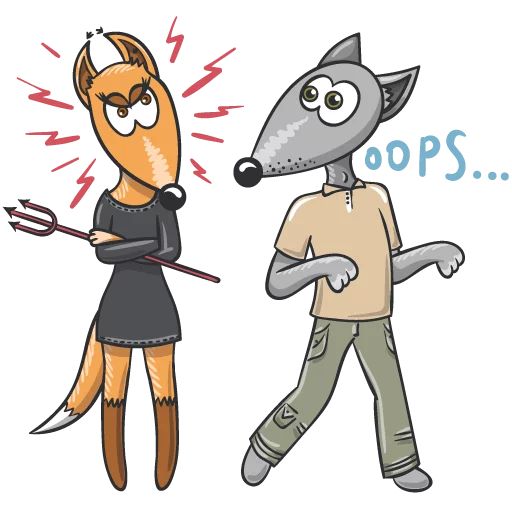 Sticker «Wolf and Fox-5»